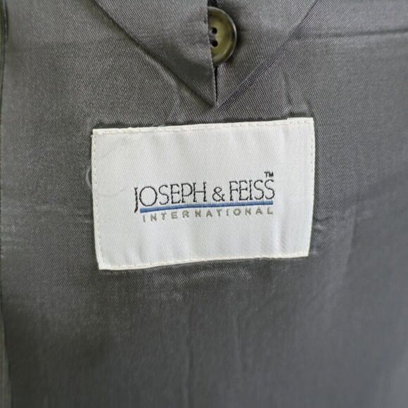 Joseph & Feiss Wool 2 Piece Suit 40S Gray Striped 44/29 Flat Front High Rise 2 B - Picture 13 of 16